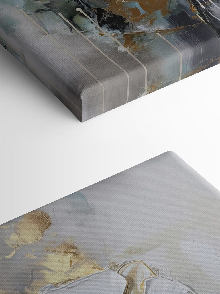 A painting of white flowers