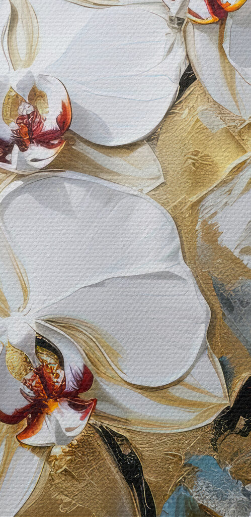 A painting of white flowers