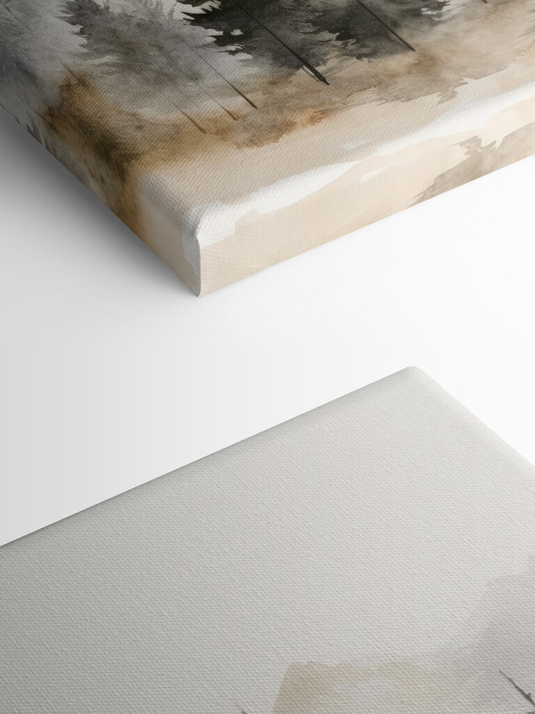 Watercolor of trees and mountains