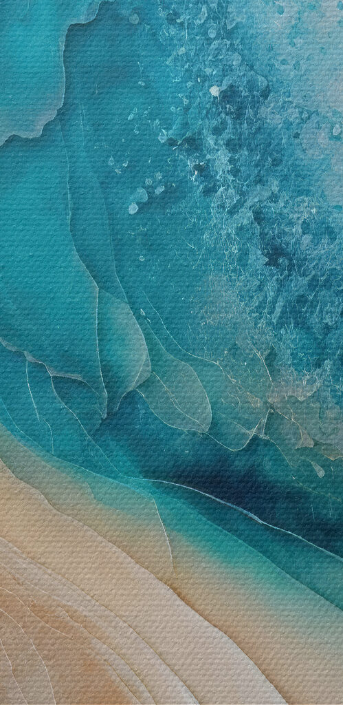 A blue and white watercolor painting