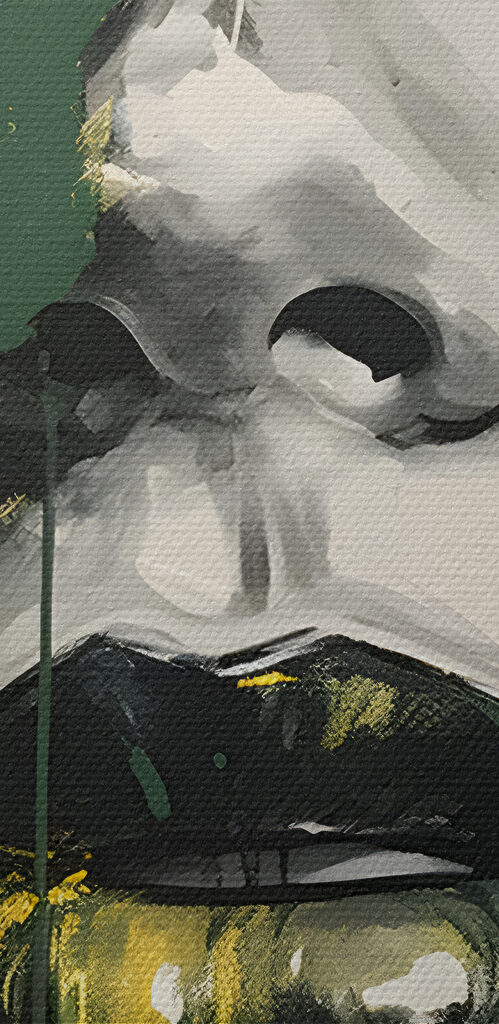 A painting of a woman's face