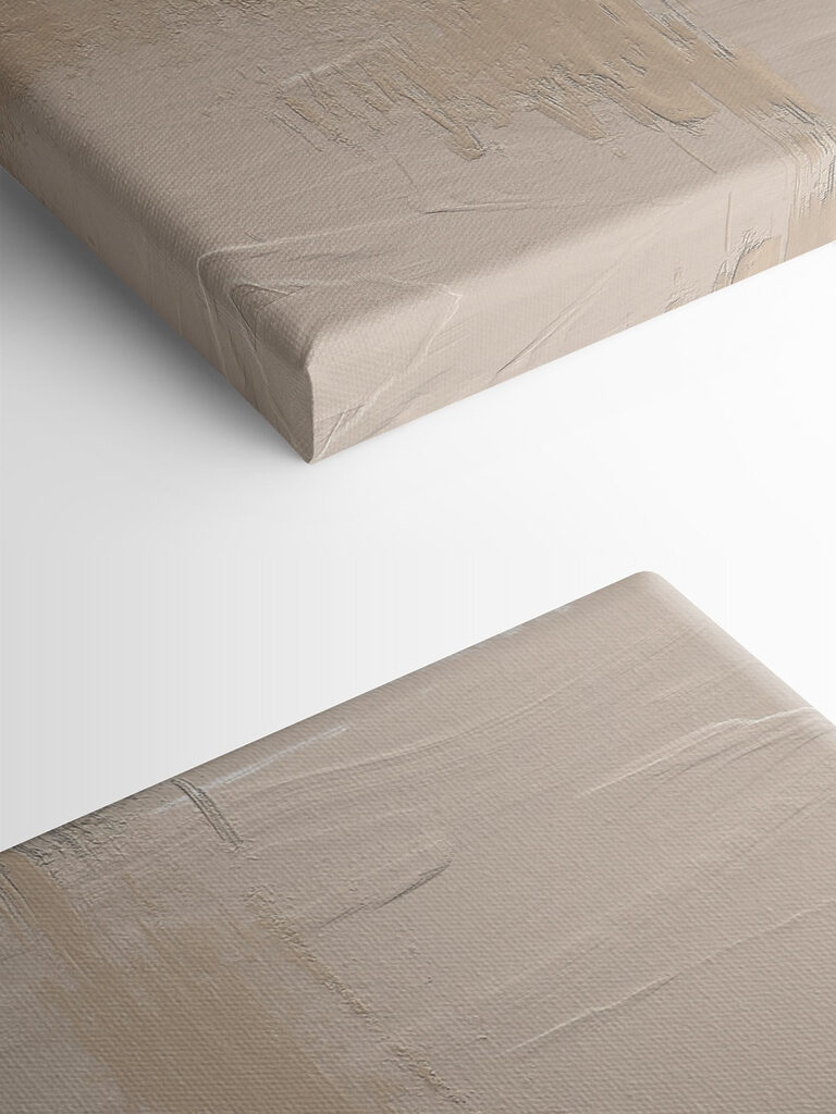 A white and brown paint on a wall