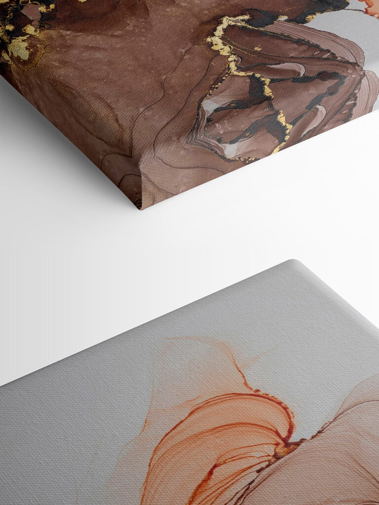 A close up of a painting