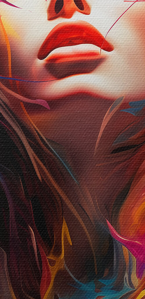 A woman with colorful hair