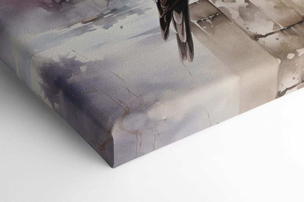 A painting of birds on a wall