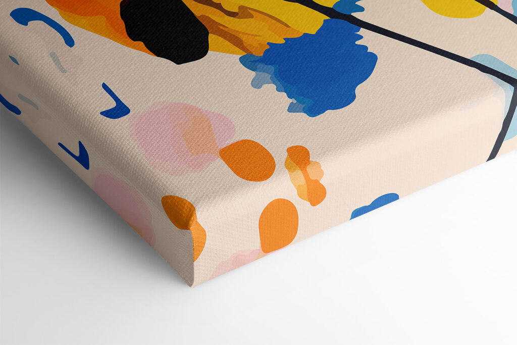 A colorful painting of black dots and spots