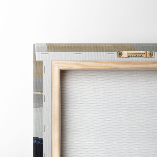 A painting of blue and white and brown paint