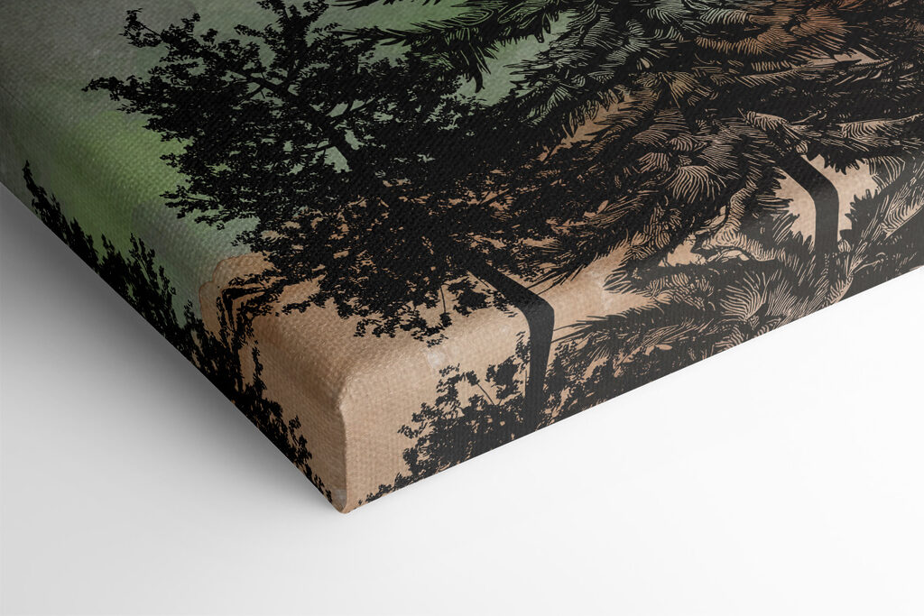 A painting of a mountain range