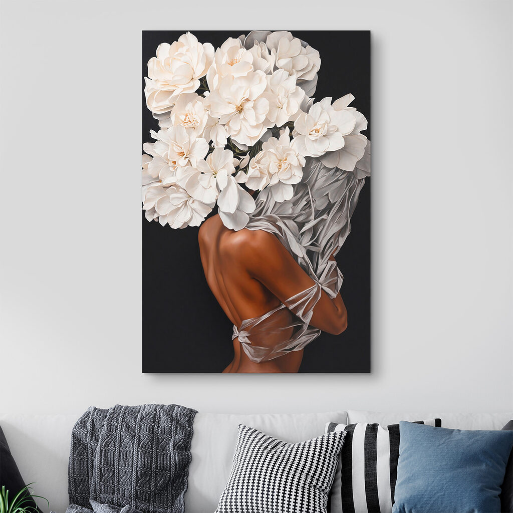 A woman with white flowers on her head