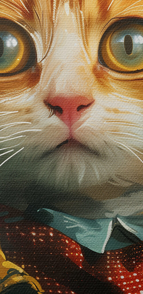 A cat in a coat and hat