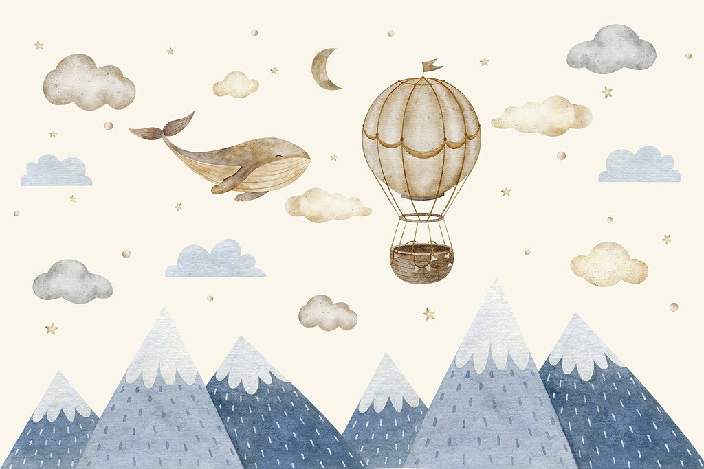 Bálna és hőlégballon az égen Bálna és hőlégballon az égen