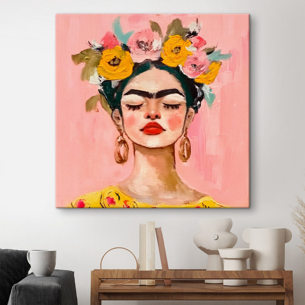 A painting of a woman with flowers in her hair A painting of a woman with flowers in her hair