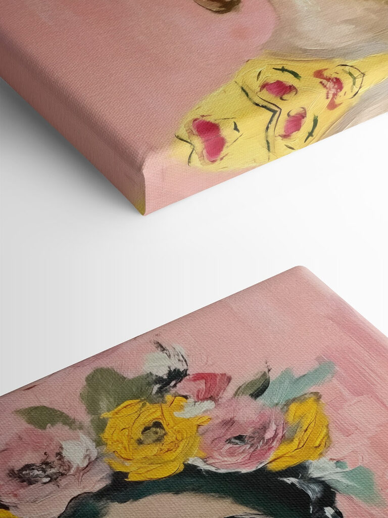 A painting of a woman with flowers in her hair A painting of a woman with flowers in her hair