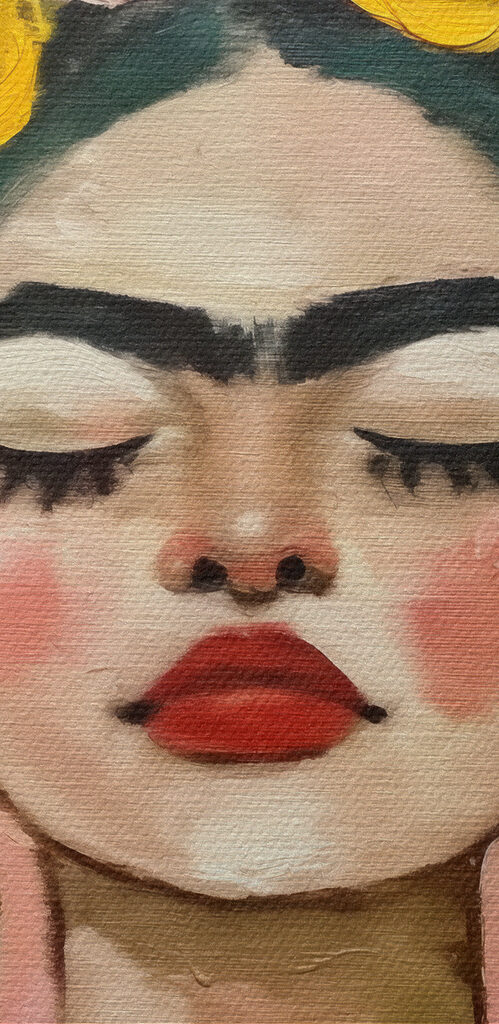 A painting of a woman with flowers in her hair A painting of a woman with flowers in her hair