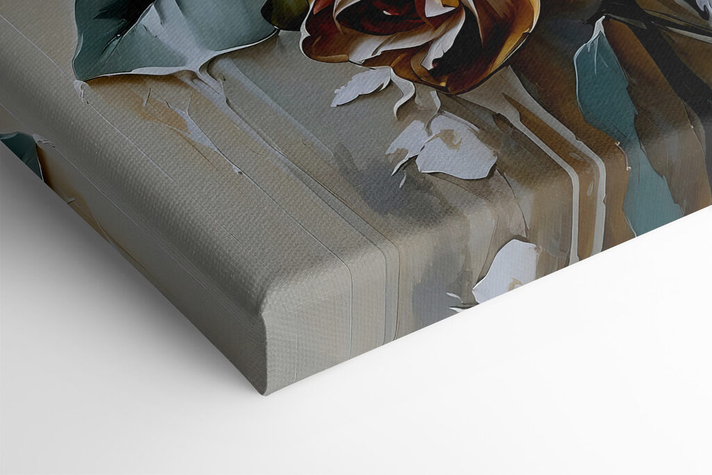 A painting of white roses