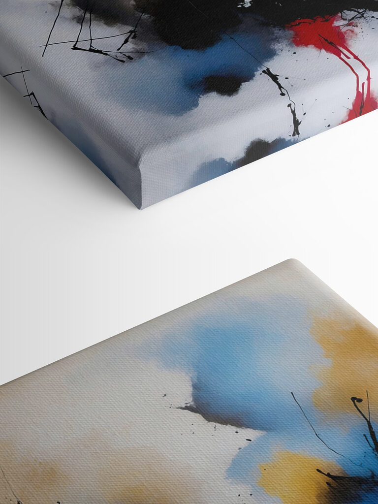 A painting of colorful paint splatters