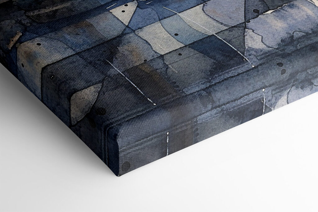 A watercolor of a chess board