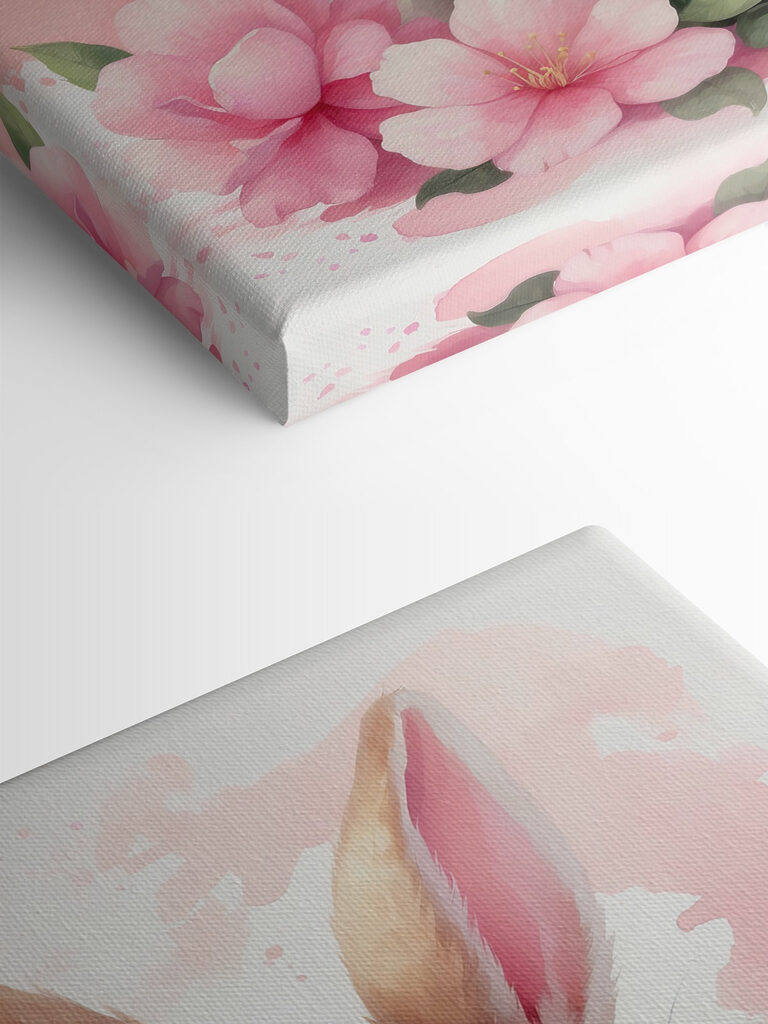 Rabbit with pink flowers