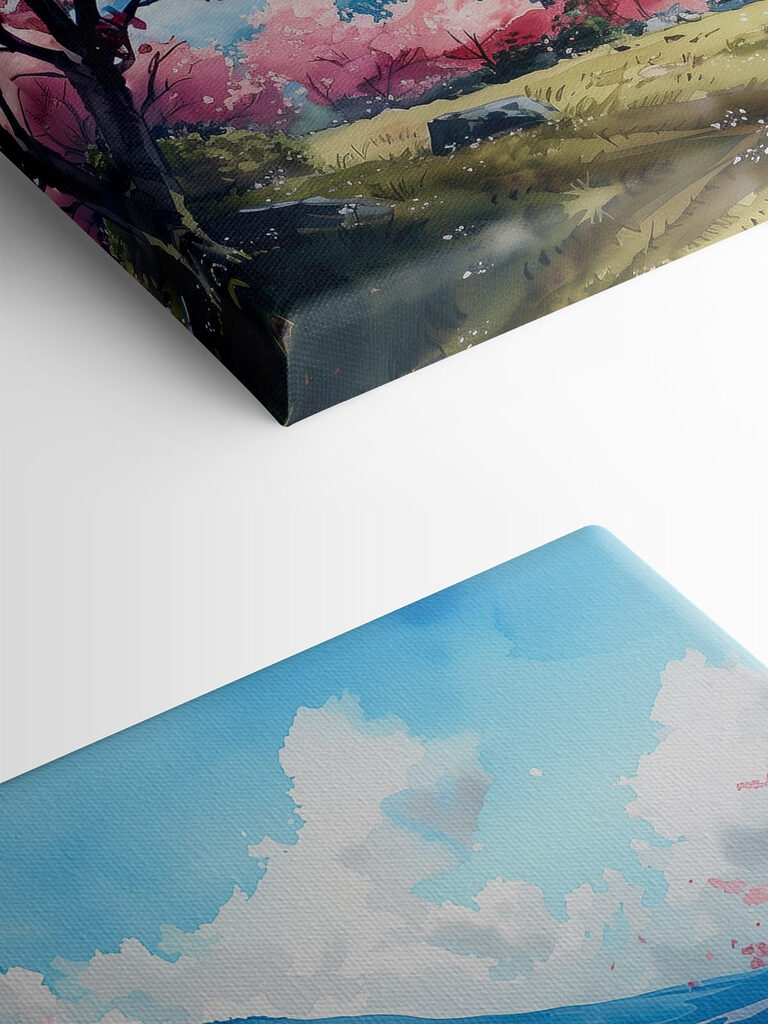 Mount Fuji with pink flowers