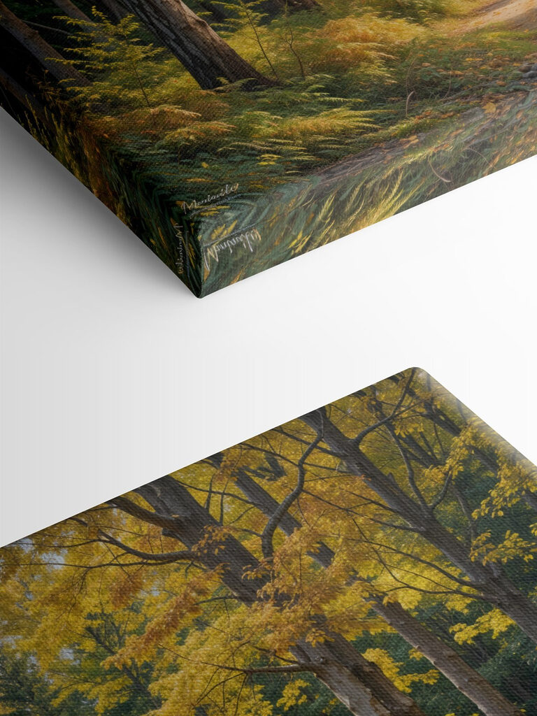 Road through a forest with yellow leaves