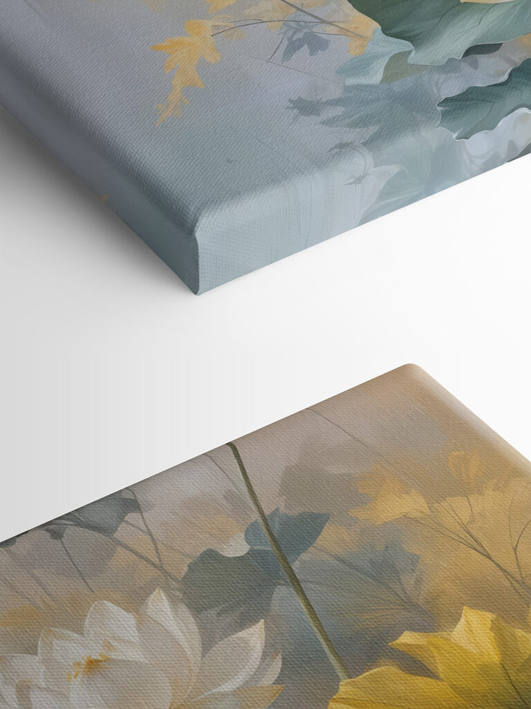 Painting of white flowers and green leaves