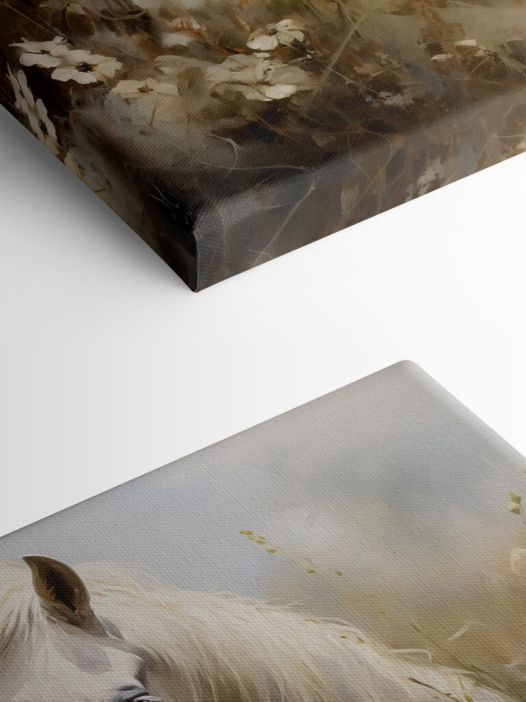 White horse in a field of flowers White horse in a field of flowers