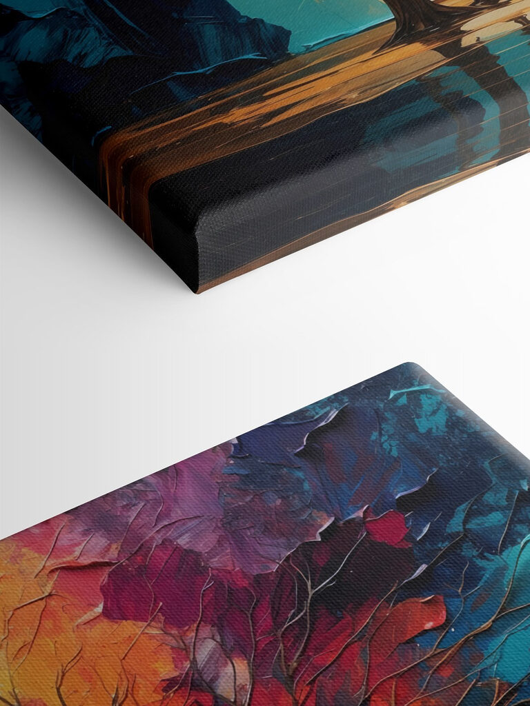 Painting of trees with colorful leaves