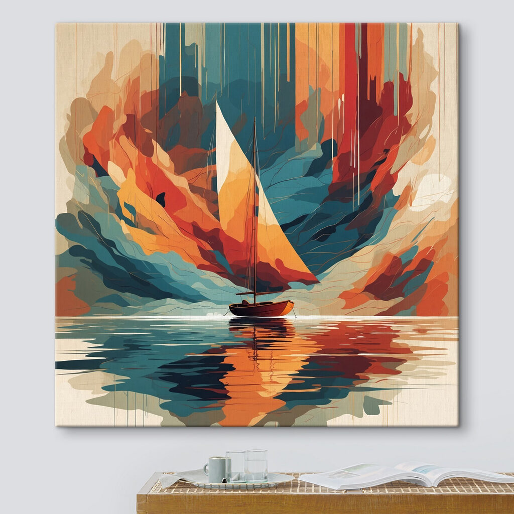 Sailboat on water with colorful clouds Sailboat on water with colorful clouds