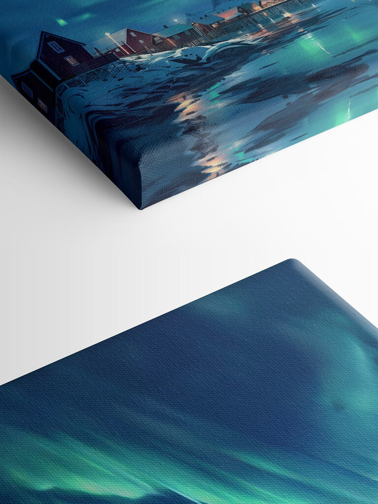 Aurora borealis over a snowy mountain