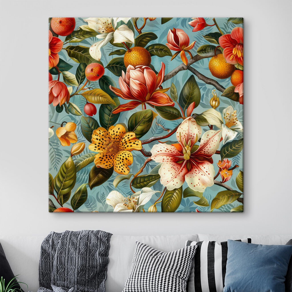 Floral pattern with oranges and flowers Floral pattern with oranges and flowers