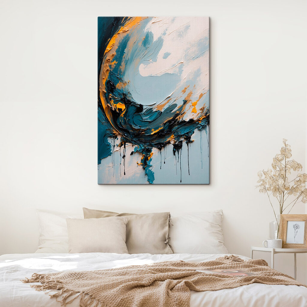 Painting of blue and orange paint