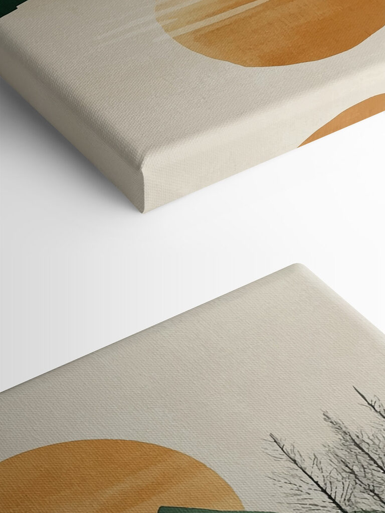 Landscape of mountains and trees and a lake