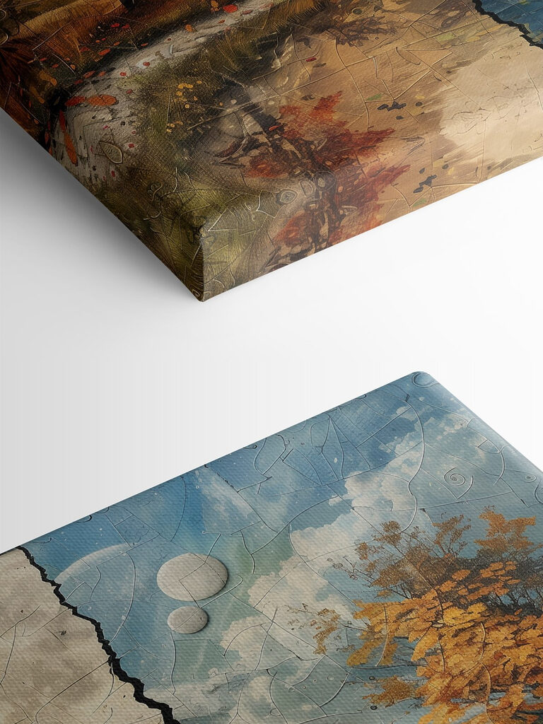 Puzzle of a landscape with trees and a river