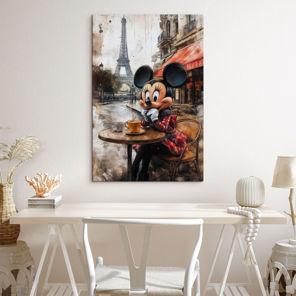 Cartoon character sitting at a table with a cup of tea