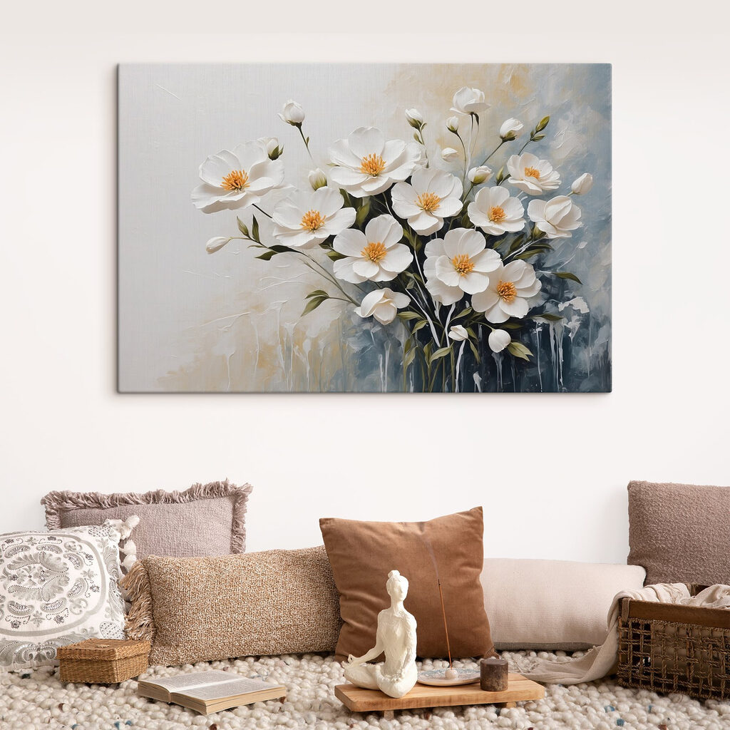 Painting of white flowers Painting of white flowers