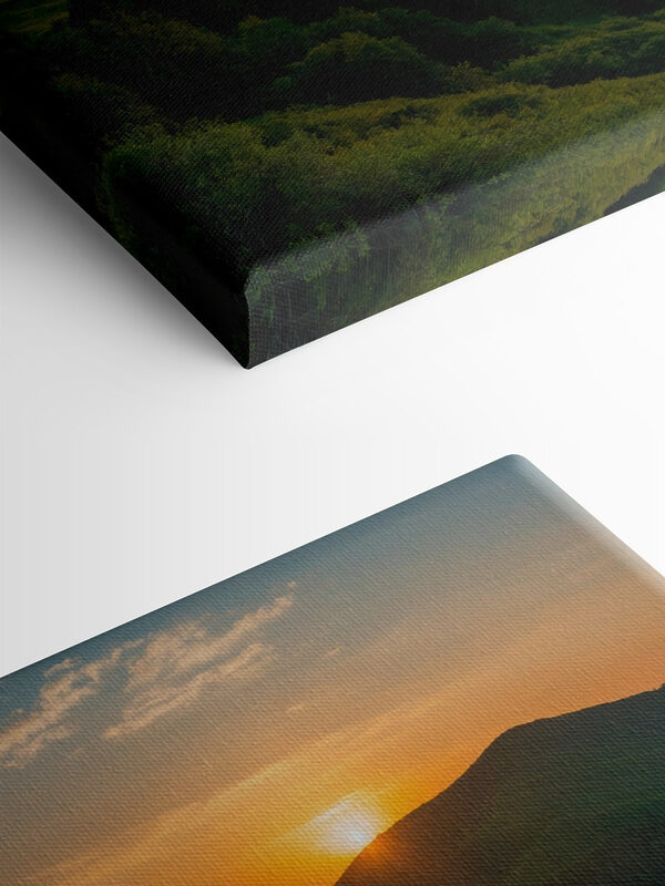 Sunset over a green hill