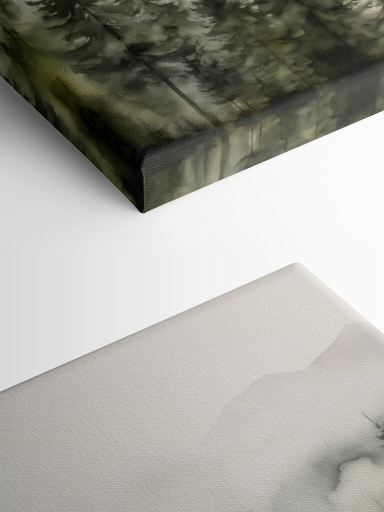 Foggy forest with trees