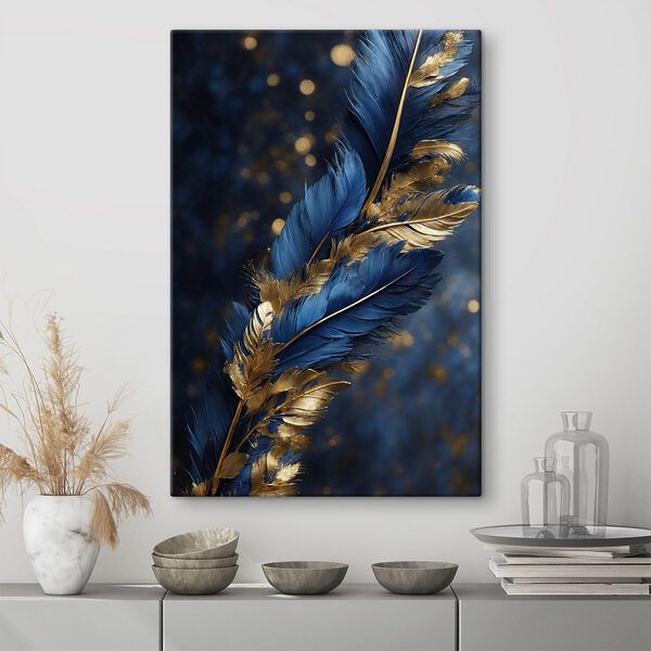 Vibrant feathers against a dark backdrop