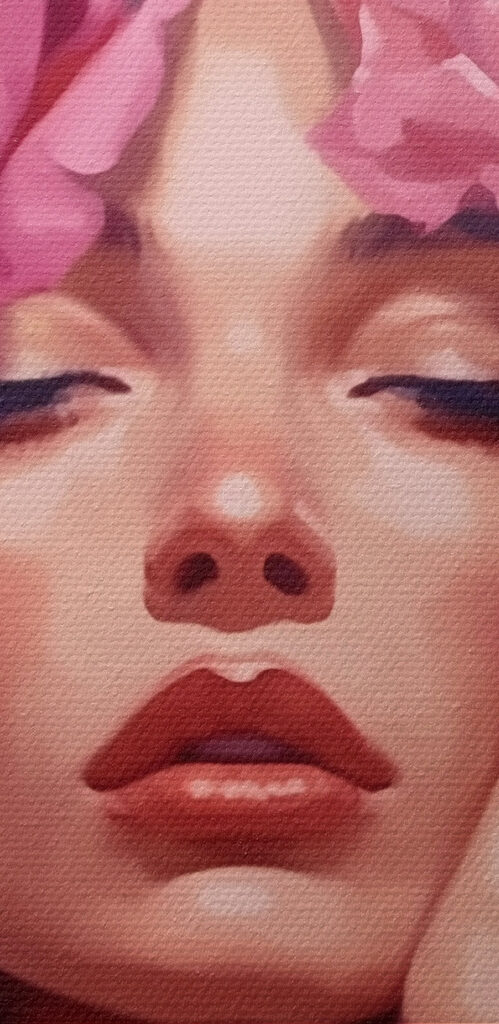 Woman with flowers on her head