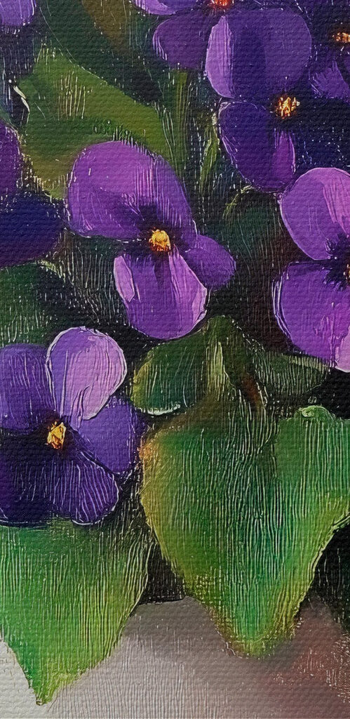 Pot of purple flowers