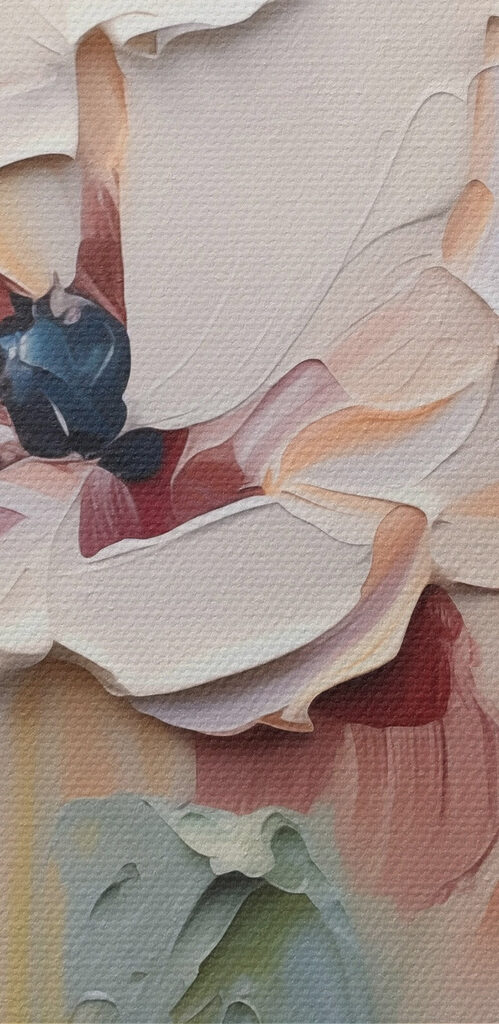 Painting of flowers on a white surface Painting of flowers on a white surface