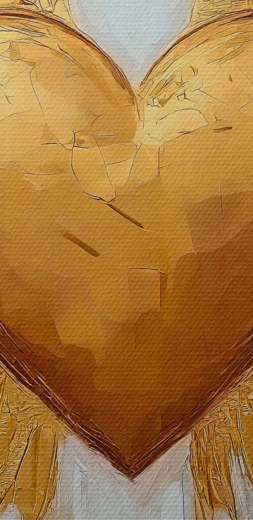 Heart with wings painted on it