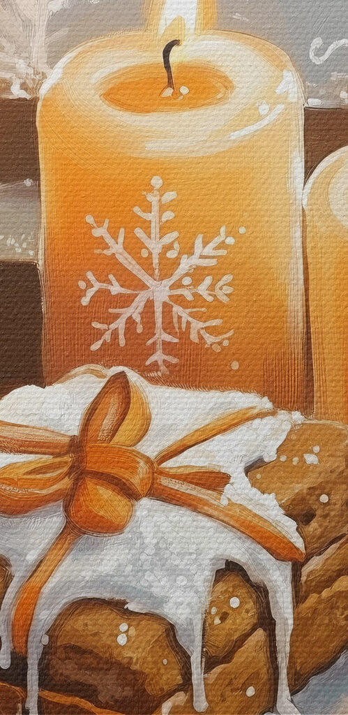 Food and candles on a table