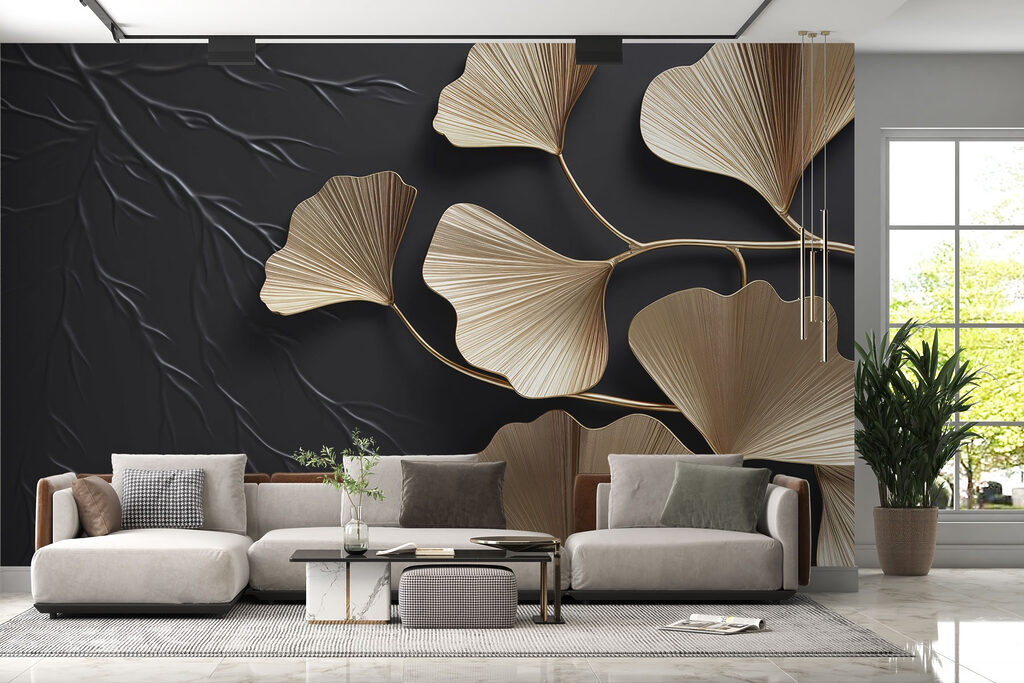 Elegant leaves against a dark backdrop Elegant leaves against a dark backdrop