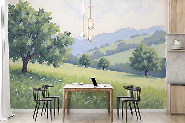 Landscape with trees and hills Landscape with trees and hills