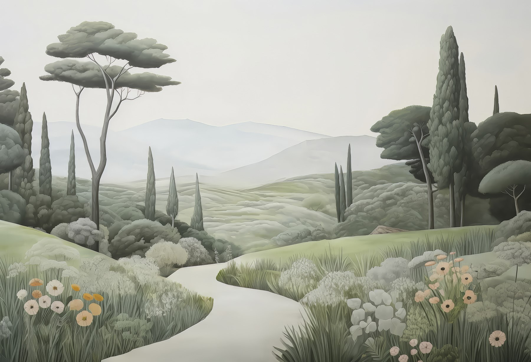 Landscape with a path and trees