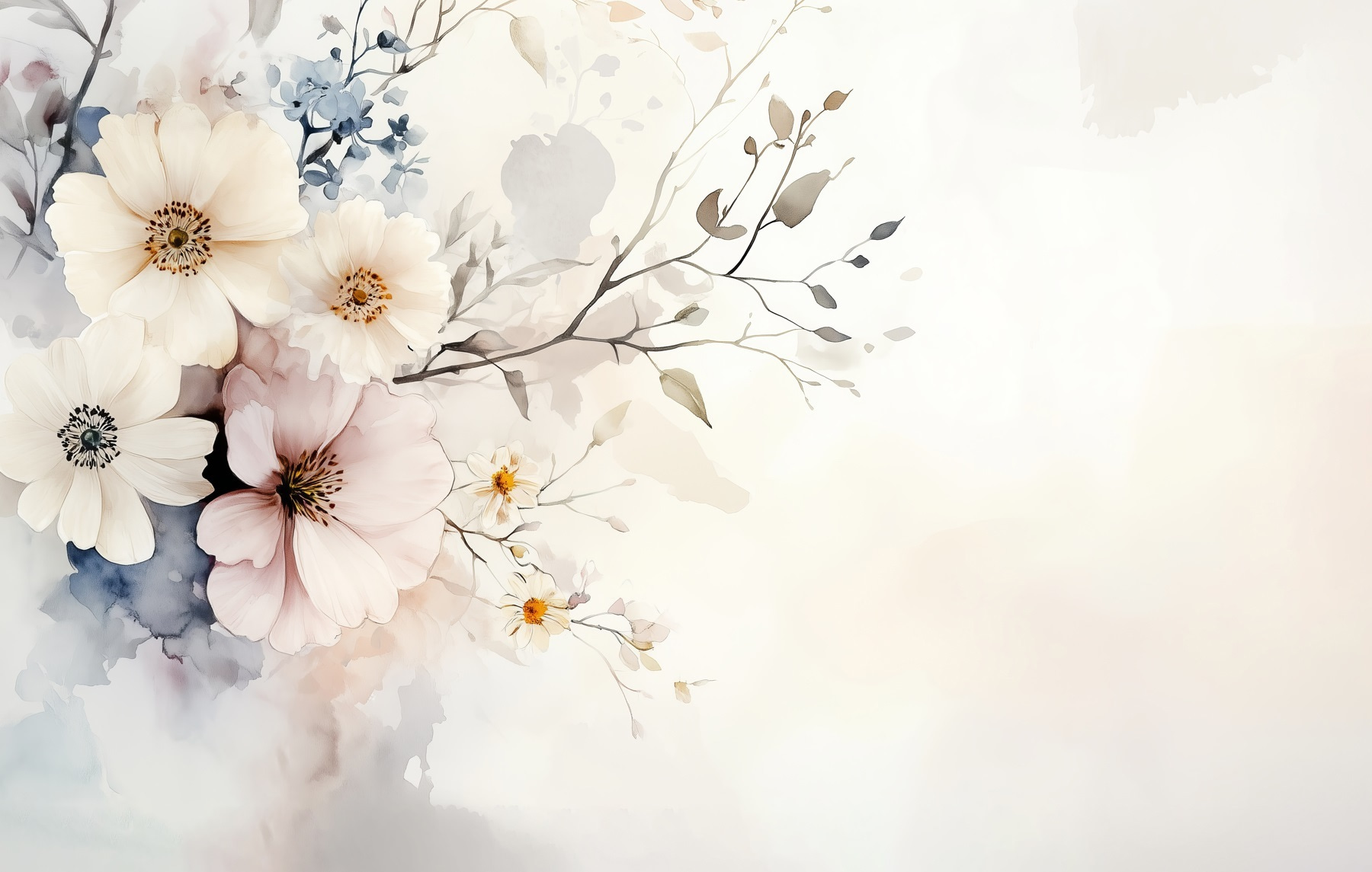 Painting of flowers on a white background Painting of flowers on a white background