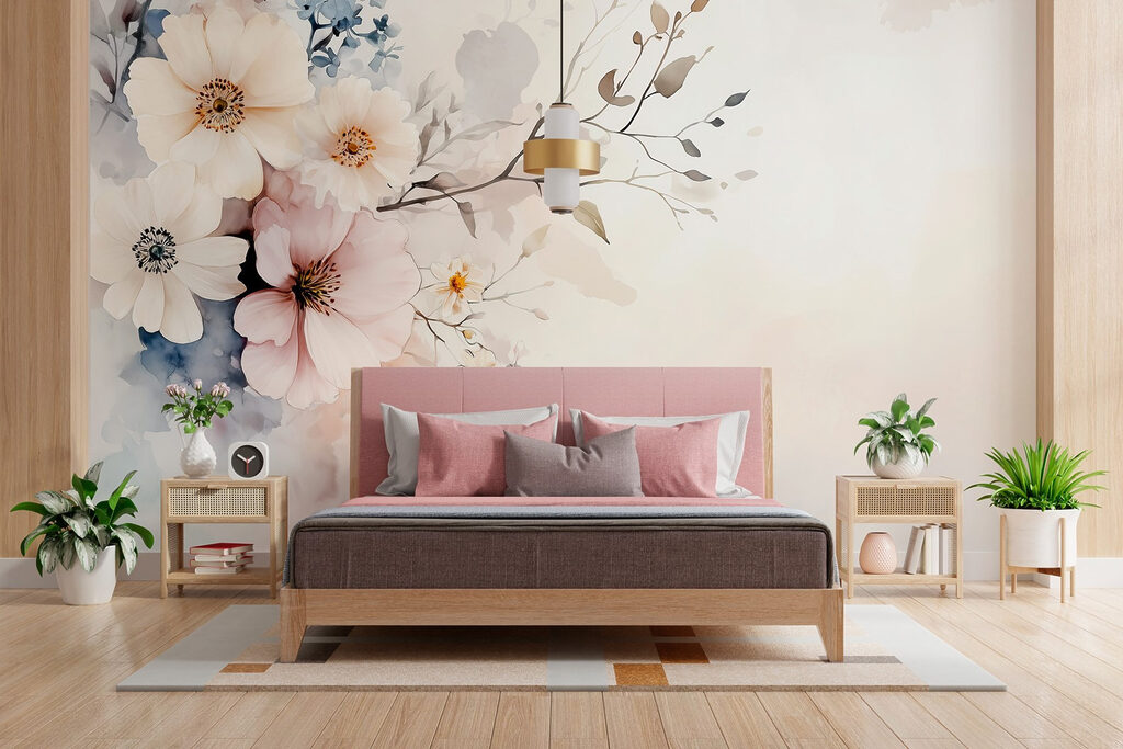 Painting of flowers on a white background Painting of flowers on a white background