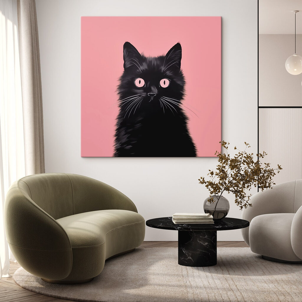 Black cat with pink eyes Black cat with pink eyes