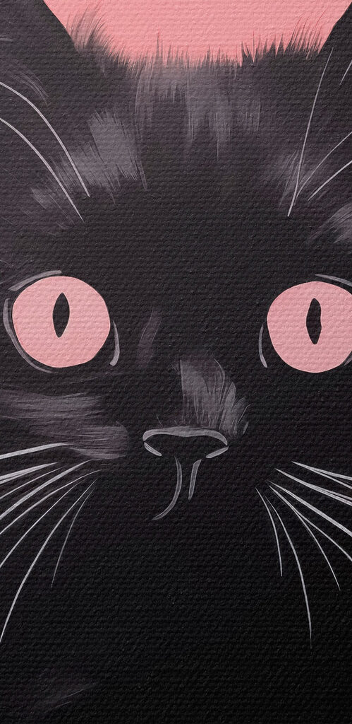 Black cat with pink eyes Black cat with pink eyes